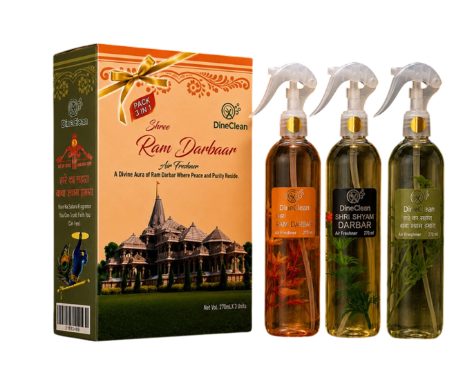 DineClean room freshener spray pack with three bottles